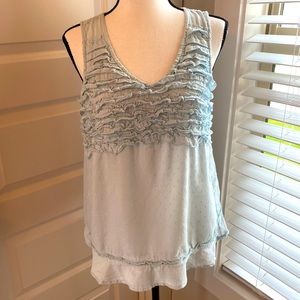 Vintage America Blues|| Light blue ruffled v-neck tank